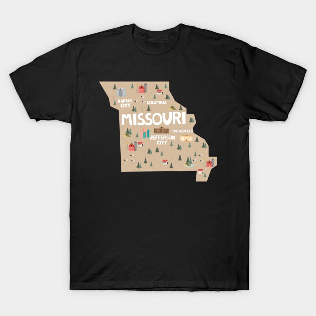 Missouri State USA Illustrated Map T-Shirt by JunkyDotCom